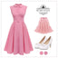 Pink 1940s Doll Collar Solid Dress