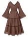 Brown 1970s Victorian Style Square Neck Lace Dress