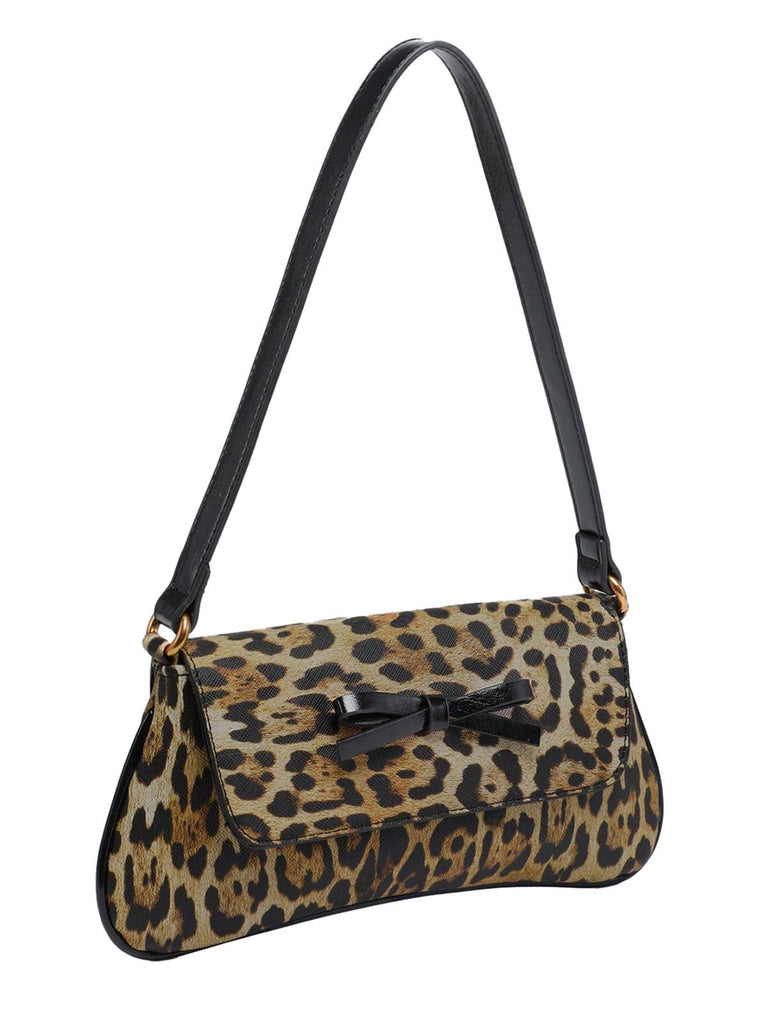 Vintage Leopard Print Single Shoulder Underarm Baguette Bag