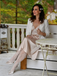 Champagne 1930s Solid Lace Satin Nightgown