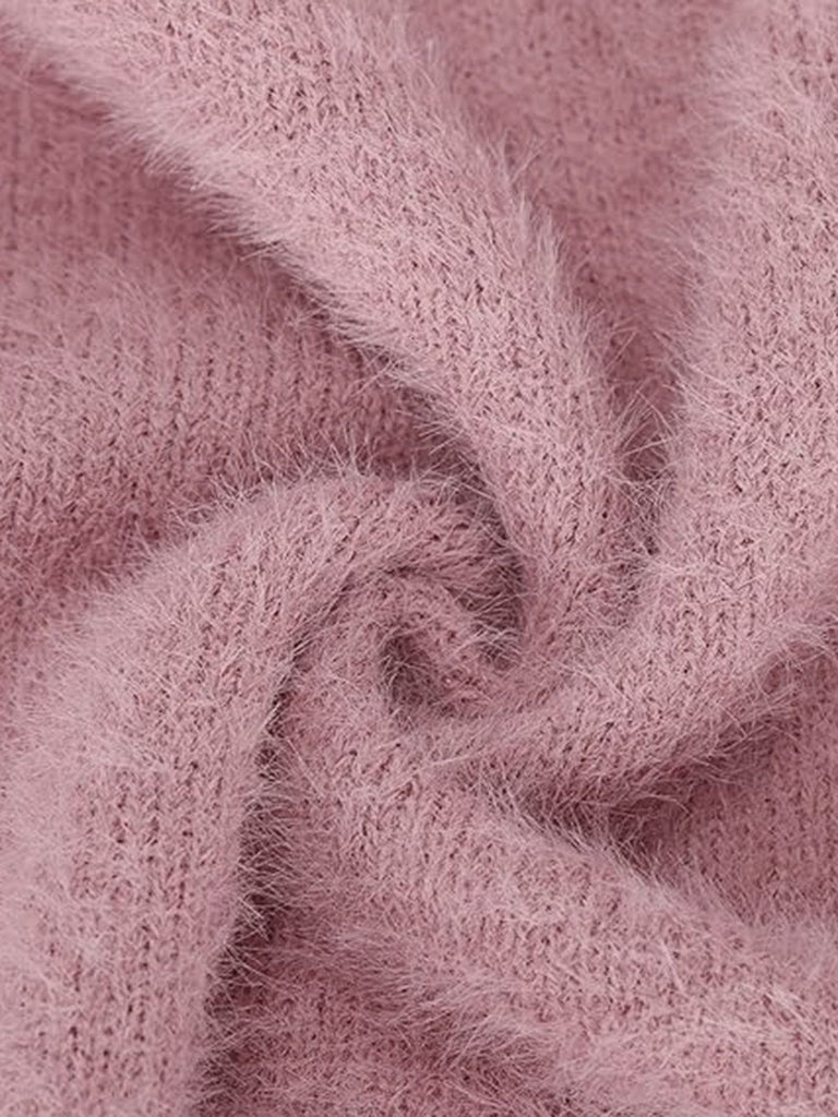 1980s Off-Shoulder Mohair Long Sleeves Dress