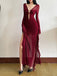 Wine Red 1970s Sheer Mesh Ruffle Maxi Dress