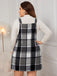 [Plus Size] 1940s Plaid Button-Strap Pinafore Dress