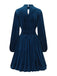 1940s Velvet Cutout Pleated Lantern Sleeve Dress