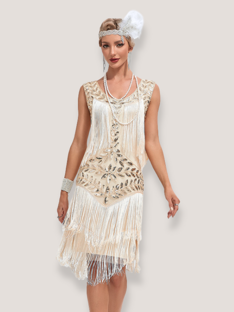 1920s V-Neck Sequined Mesh Mermaid Dress