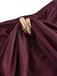 Burgundy 1940s Off-Shoulder Long Sleeve Pleated Dress