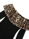 Black 1930s Leopard Fur Patchwork One-shoulder Dress