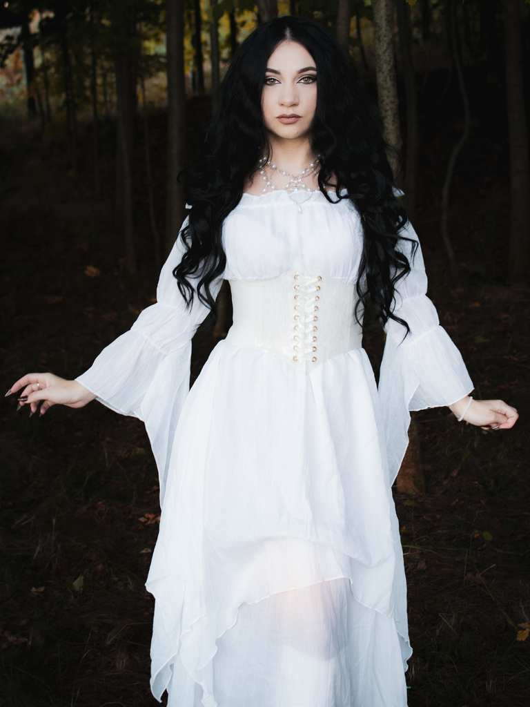1980s Gothic Bell Sleeve Irregular Hem Dress