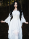 1980s Gothic Bell Sleeve Irregular Hem Dress