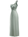 1940s Solid Satin One-Shoulder Dress