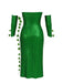 Green 1970s Multi-Leaf Headband & Sequin Dress Set