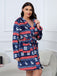 [Plus Size] 1950s Winter Print Plush Hooded Robe