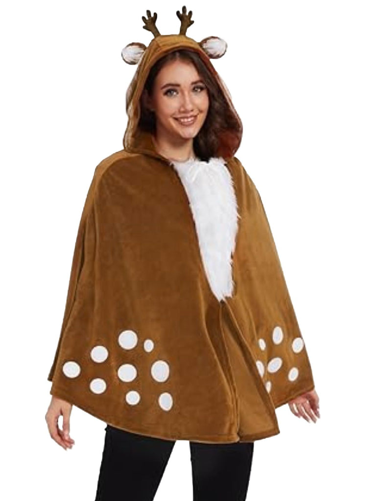Brown 1940s Christmas Forest Deer Cape