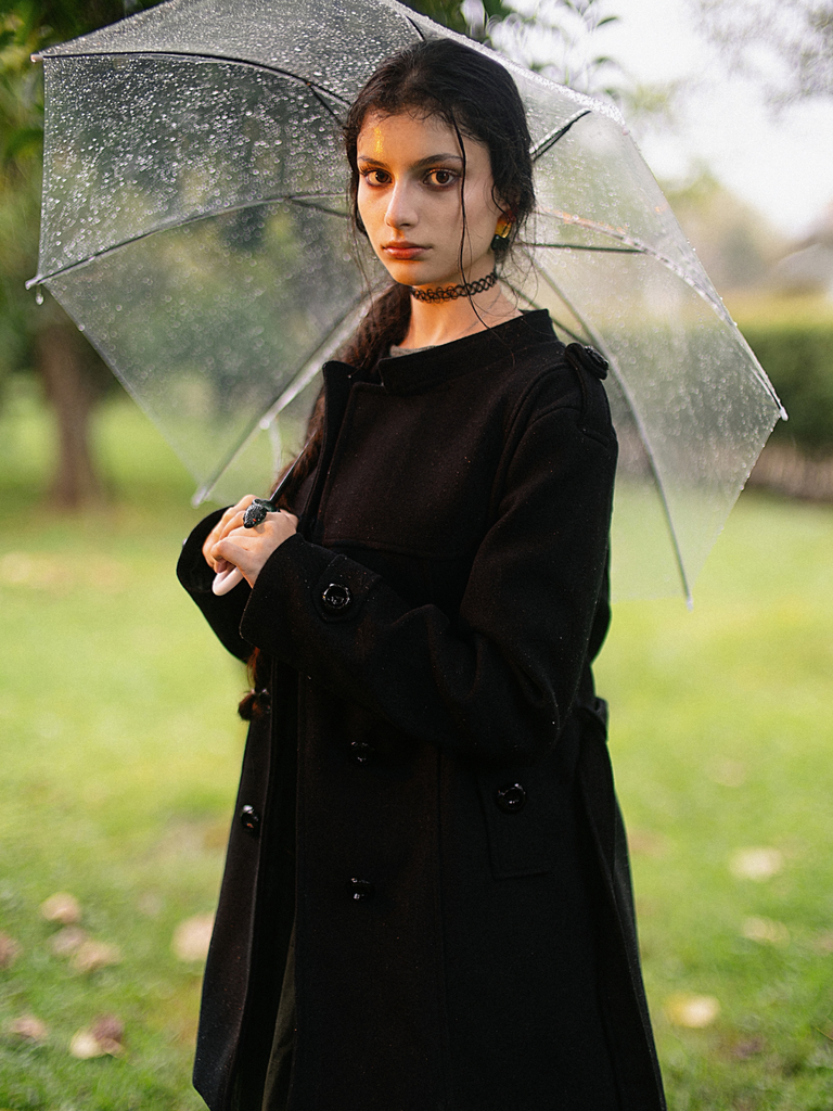 1940s Removable Faux-Fur Collar Buttons Coat