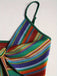1970s Strap Colorful Stripes Lace-Up Boho Dress