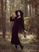 Red 1930s Velvet Pearl Lantern Sleeve Mermaid Dress