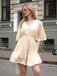 1970s Solid Lace Patchwork Batwing Sleeve V-Neck Dress