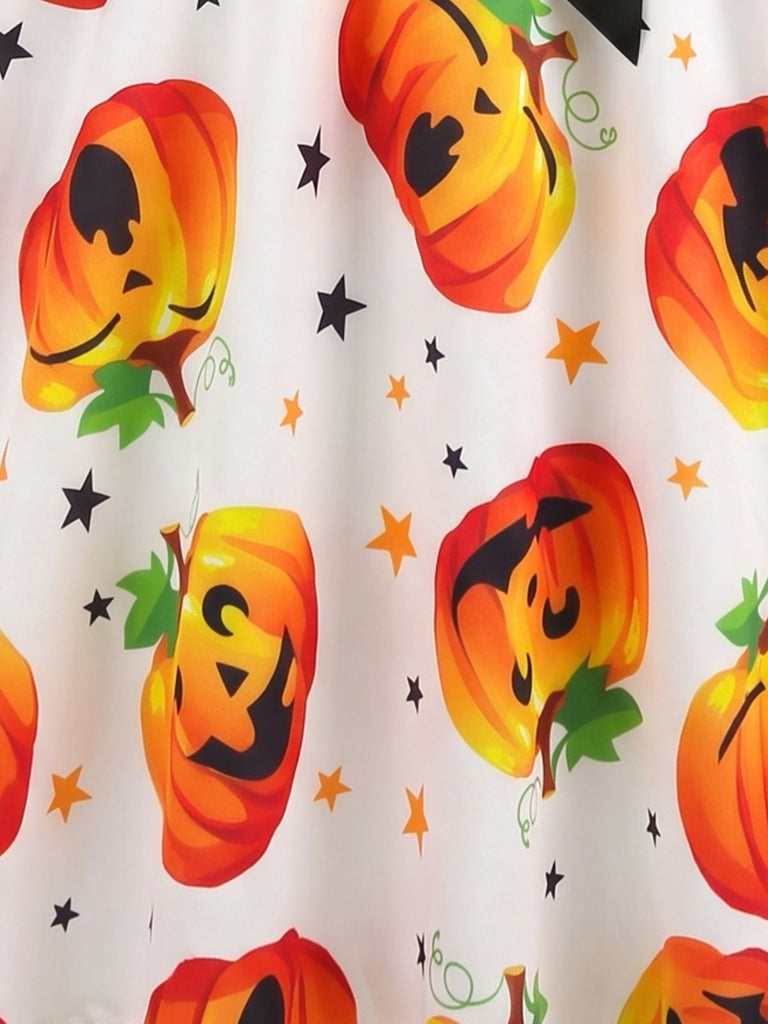 1950s Halloween Pumpkin Star Petal Neck Dress