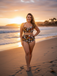 [Plus Size] Black 1950s Floral Print Lace-Up Halter Swimsuit