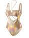 1970s Halter Cut-Out Metallic One-Piece Swimsuit