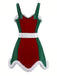 Red & Green 1960s Christmas Plush Trim Dress Set