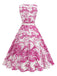 1950s Porcelain Landscape Sleeveless Belted Dress