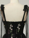 Black 1930s Slip Embroidered Floral Mesh Maxi Dress