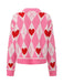 Pink 1950s Valentine Heart Knit Cardigan Sweater