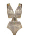 5PCS Gold 1980s Bejeweled Metallic Egyptian-Inspired Bikini Set