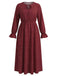 [Plus Size] Wine Red 1940s Polka Dot Midi Dress