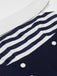 [US Warehouse] Navy Blue 1950s Patchwork Off-shoulder Striped Romper