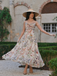 Multicolor 1930s Floral V-Neck Bohemian Slip Dress