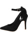 Suede Bow Ankle Strap Pointed Toe High Heel Shoes