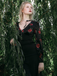Black 1930s Rose Velvet Fishtail Dress