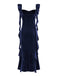 1940s Velvet Ribbon Strap Ruffled Detail Dress