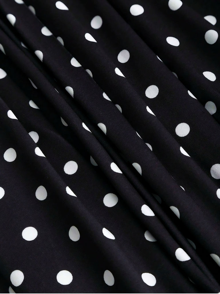1940s Polka Dot Lace Trim Strap Jumpsuit