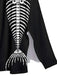 [Pre-Sale] Black 1950s Halloween Skeleton Print Slit Maxi Dress