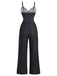 1940s Polka Dot Lace Trim Strap Jumpsuit