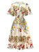 1940s Water Soluble Lace Mesh Embroidery Ruffle Dress