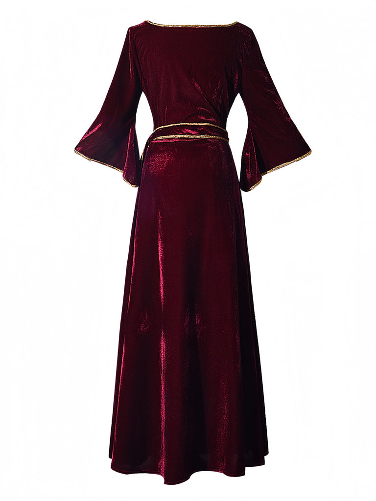 Wine Red 1930s Tangled Mother Gothel Velvet Dress