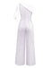1930s One Shoulder Chiffon Sequined Jumpsuit