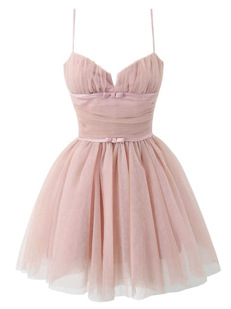 1970s Spaghetti Strap Bow Tulle Dress
