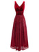 Burgundy 1950s Velvet Sequin V-Neck Maxi Dress