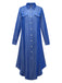 Blue 1970s Long Sleeves Shirt Midi Dress