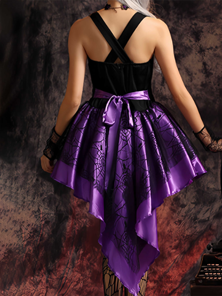 1970s Halloween Spiderweb Lace Witch Costume Set