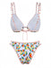 White 1960s Citrus Triangle-Strap Bikini Set