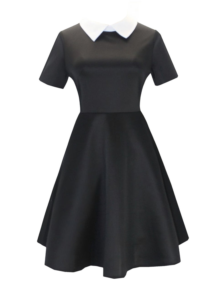 Black & White 1940s Shirt Collar Wednesday's Dress