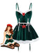 2PCS 1970 Christmas Velvet Top & Skirt Set