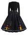 1950s Halloween Pumpkin V-Neck Hepburn Dress