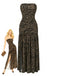 1930s Bandeau Zebra Print Mesh Split Dress